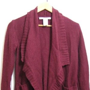 American Rag Burgundy Drape Collar Knit Cardigan